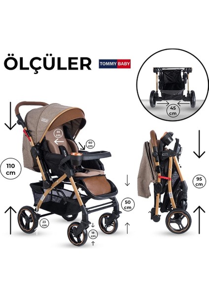 Tornado Plus Gold Alüminyum Lüx Çift Yönlü Bebek Arabası Puset