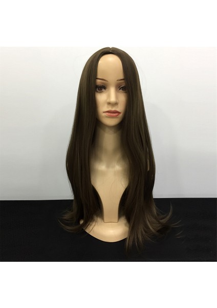 Düz Fiber Sentetik Peruk Kumral