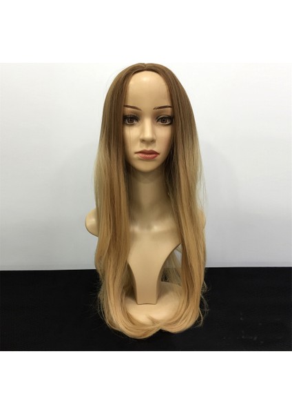 Düz Fiber Sentetik Peruk Açık Kumral Balköpüğü Ombreli