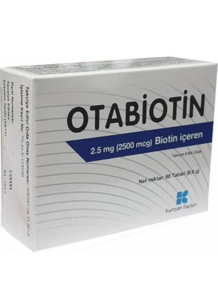 Otabiotin 2.5 Mg Biotin Içeren Takviye Edici Gıda 60 Tablet