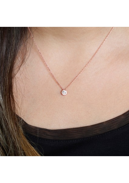 Pırlanta Modeli Yuvarlak Gümüş Kadın Kolye fiyatları