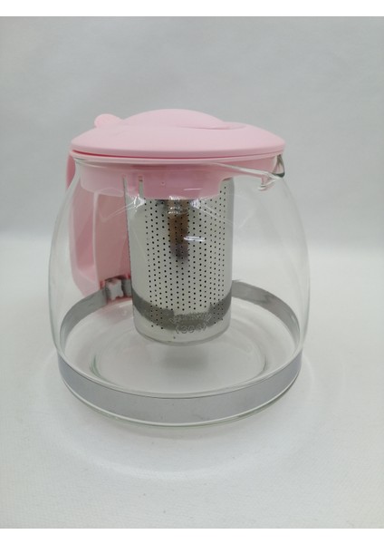 1250 ml Çelik Süzgeçli Cam Demlik- Pembe
