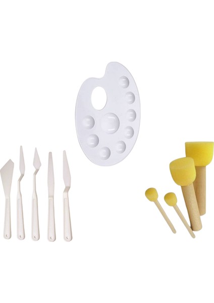 Rich 3'lü Set, Spatula,palet ve Ponpon Fırça