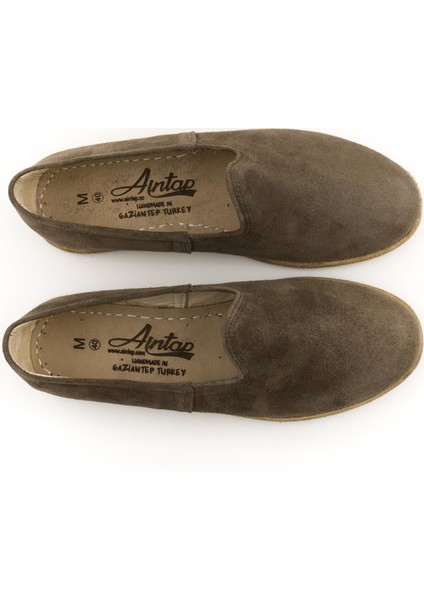 Süet Deri Yeşil Erkek Klasik Gaziantep Yemeni