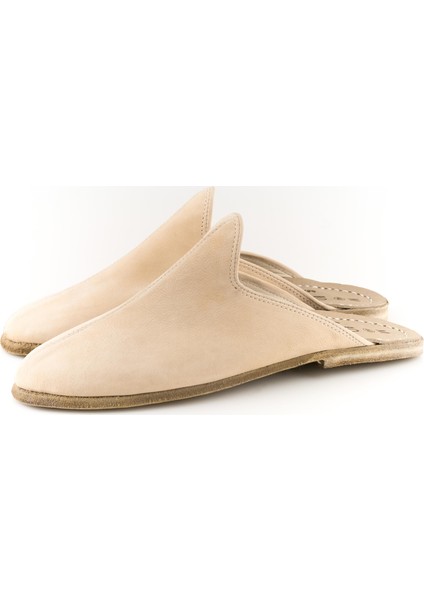 Nubuk Deri Bej Kadın Gaziantep Yemeni Terlik modelleri