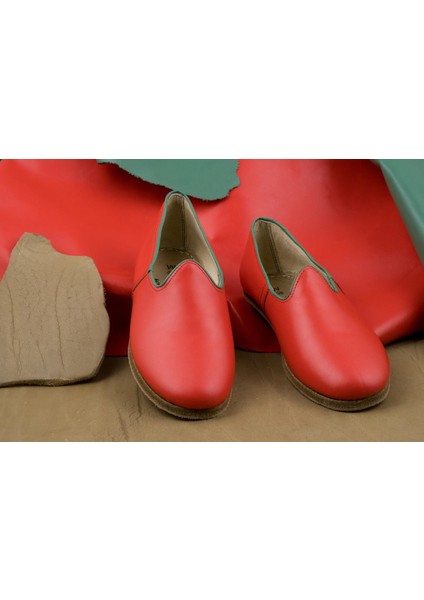 Deri Kırmızı & Yeşil Biyeli Erkek Klasik Yemeni indirimleri