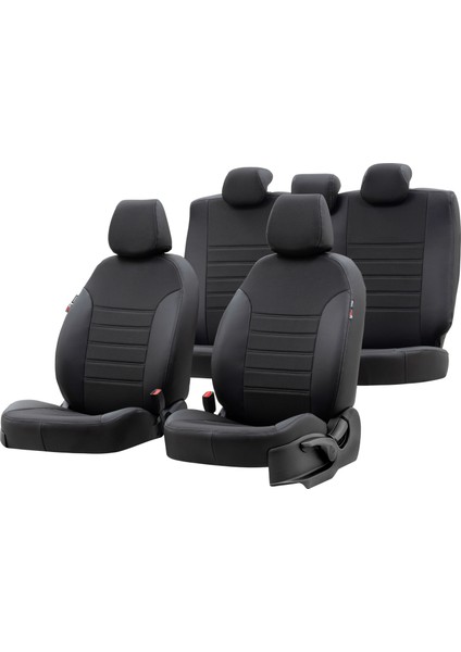 Audi A4 2000-2004 Özel Üretim Koltuk Kılıfı Paris Design Füme - Siyah
