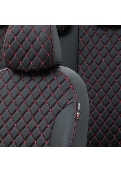 Audi A5 2011-2016 Özel Üretim Koltuk Kılıfı Madrid Design Deri Siyah - Kırmızı