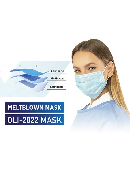 Meltblown Katmanlı Maske - Yumuşak Elastik Kulaklı 50 Adet