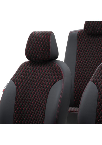 BMW 1 Serisi 2004-2011 E87 Özel Üretim Koltuk Kılıfı Amsterdam Design Tay Tüyü Siyah - Kırmızı fırsatları