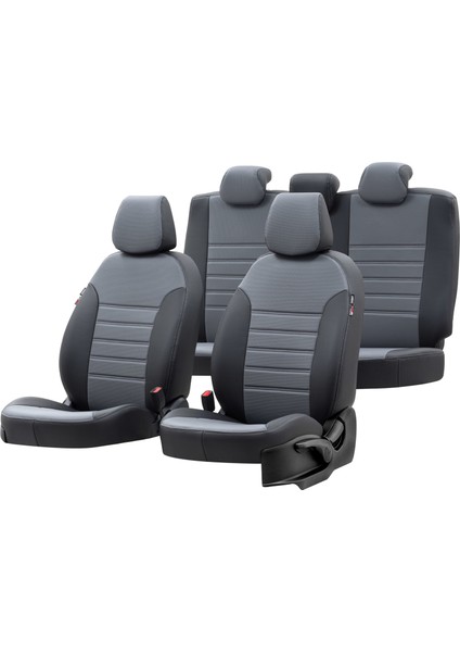 BMW 3 Serisi E30 1990-1998 Özel Üretim Koltuk Kılıfı New York Design Füme - Siyah