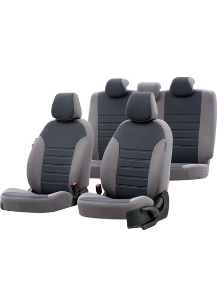 Citroen Berlingo 2008-2018 Özel Üretim Koltuk Kılıfı Original Design Füme - Gri