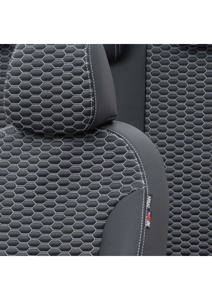 Dacia Lodgy 2012-Sonrası 5 2 (7 Kişi) Özel Üretim Koltuk Kılıfı Tokyo Design Deri Siyah - Beyaz modelleri