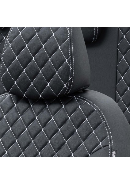 Daewoo Tacuma 2000-2008 Özel Üretim Koltuk Kılıfı Madrid Design Deri Siyah - Beyaz indirimleri