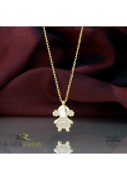 Gümüş Kız Çocuk Figürü Altın Kaplama Kolye