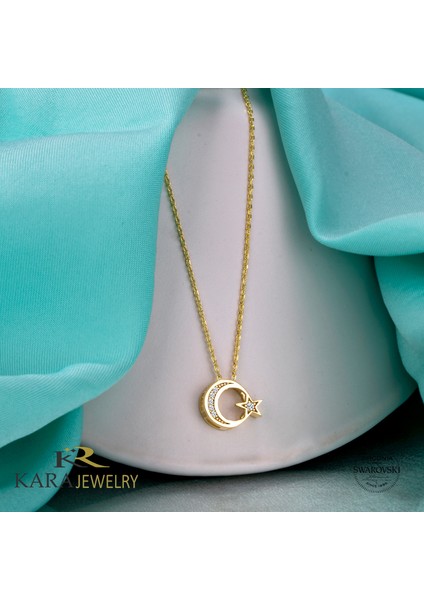 Gümüş Ay Yıldız Temalı Altın Kaplama Kolye fiyatları