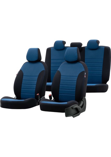 Fiat 500 2009-Sonrası Özel Üretim Koltuk Kılıfı Original Design Mavi - Siyah