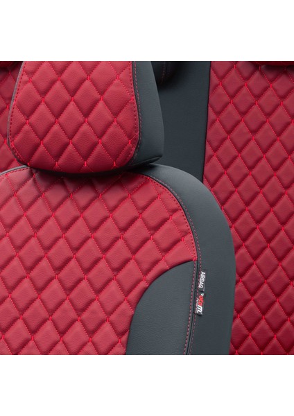 Ford Ranger 2006-2013 Özel Üretim Koltuk Kılıfı Madrid Design Deri Kırmızı - Siyah modelleri