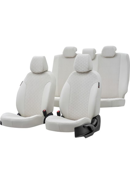 Ford S-Max 2006-2015 5 Kişi Özel Üretim Koltuk Kılıfı Tokyo Design Tay Tüyü Siyah - Kırmızı