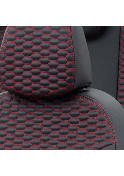 Ford Ranger 2012-2018 Özel Üretim Koltuk Kılıfı Tokyo Design Deri Siyah - Kırmızı indirimleri