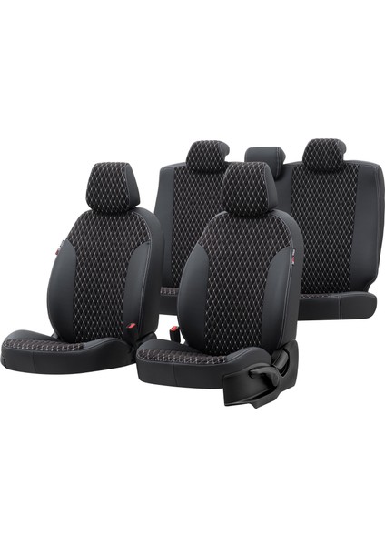 Ford Focus 2011-2019 Özel Üretim Koltuk Kılıfı Amsterdam Design Tay Tüyü Siyah - Beyaz