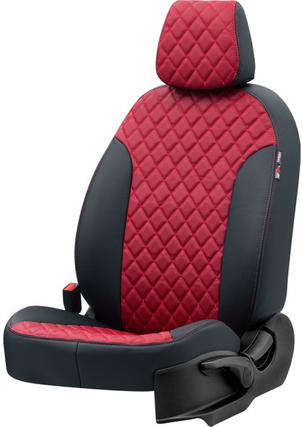 Ford Fiesta 2001-2008 Özel Üretim Koltuk Kılıfı Madrid Design Deri Kırmızı - Siyah fiyatları