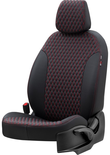 Ford Fiesta 2001-2008 Özel Üretim Koltuk Kılıfı Amsterdam Design Deri Siyah - Kırmızı fiyatları