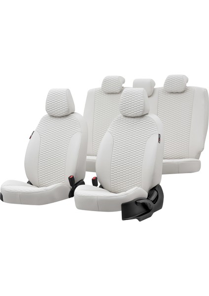 Ford Fiesta 2001-2008 Özel Üretim Koltuk Kılıfı Tokyo Design Deri Fildişi
