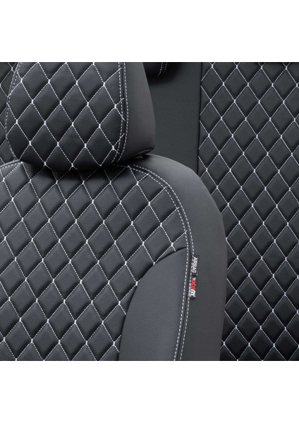Ford Focus 1998-2004 Özel Üretim Koltuk Kılıfı Madrid Design Deri Siyah - Beyaz modelleri