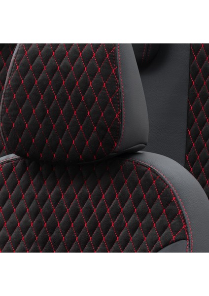 Honda Jazz 2002-2009 Özel Üretim Koltuk Kılıfı Amsterdam Design Tay Tüyü Siyah - Kırmızı indirimleri