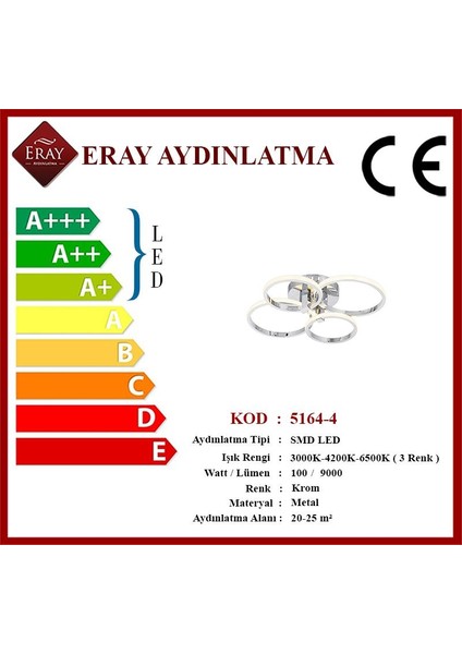 Eray Aydınlatma 5164-4 LED 4 'lü Avize