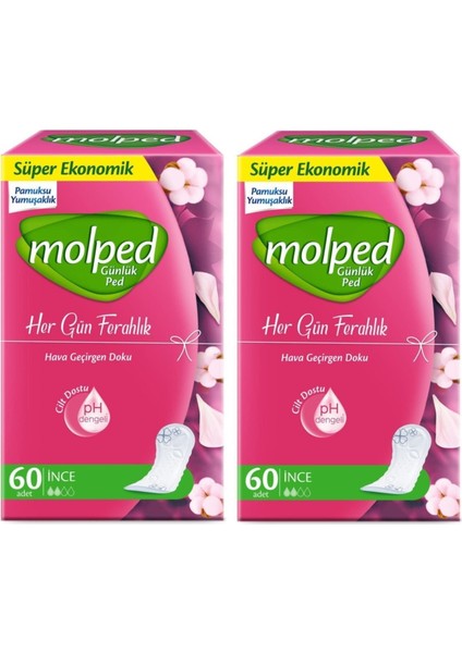 Günlük Ped Her Gün Ferahlık Ince 60 Adet x 2 Adet