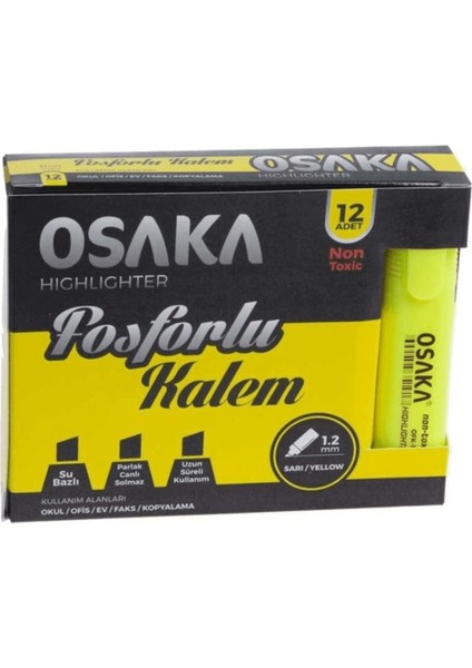 Fosforlu Kalem Sarı 12'li