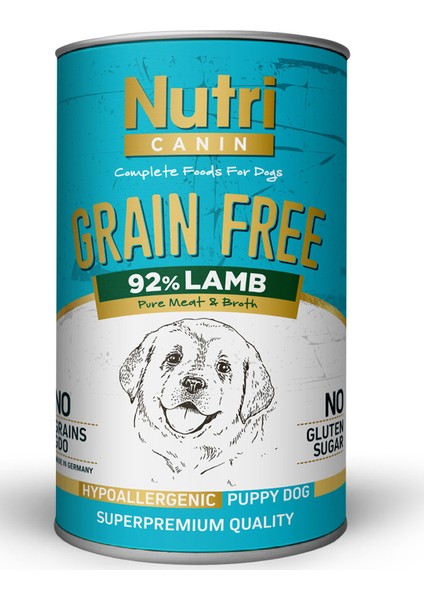 Nutri Canin Tahılsız Kuzu Etli & Tatlı Patatesli Yavru Köpek Konservesi 400 gr x 6 Adet