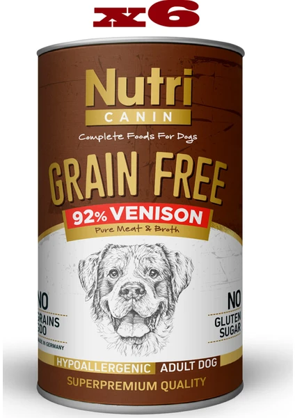 Nutri Canin Tahılsız Geyik Etli & Tatlı Patatesli Köpek Konservesi 400 gr x 6 Adet