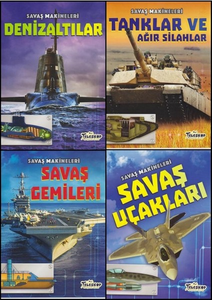 Savaş Makineleri (Denizaltılar-Uçaklar-Gemiler-Tanklar) 4 Kitap