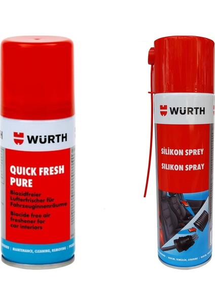 Araç İçi Tazeleme Spreyi (Quıck Fresh Pure) 100 ml + Silikon Sprey 500 ml 2'li Set