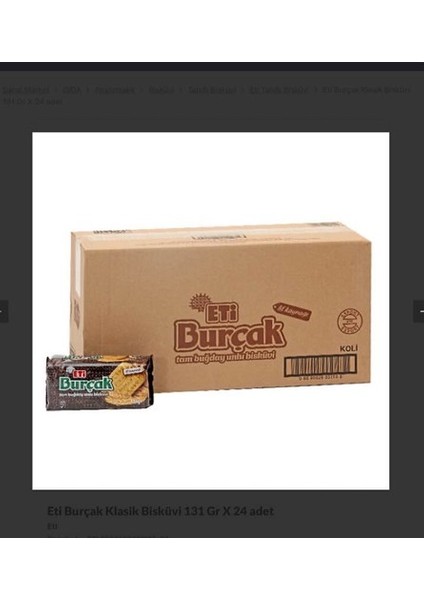 Burçak Tam Buğday Unlu Bisküvi 131 gr x 24