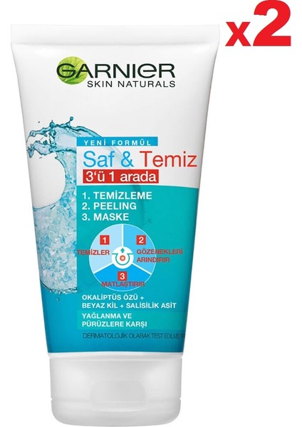 Garnıer Saf ve Temiz 3'lü 1 Arada 150 ml (2'li)