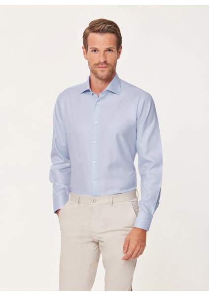 Açık Mavi Premium Twill Regular Fit Gömlek