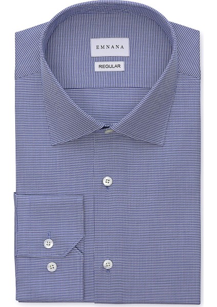 Lacivert Premium Kareli Regular Fit Gömlek