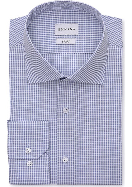 Mavi Kareli Slim Fit Gömlek