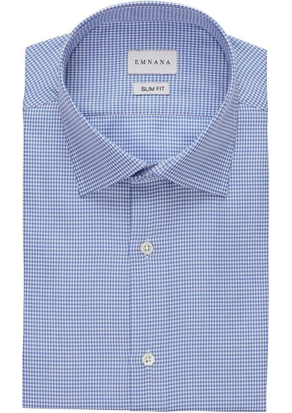 Mavi Desenli Slim Fit Gömlek