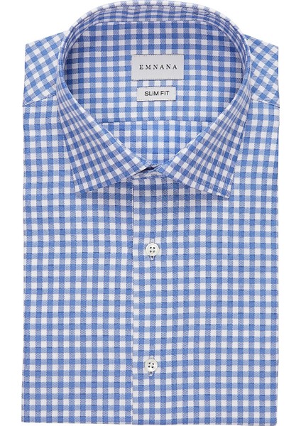 Mavi Kareli Slim Fit Gömlek