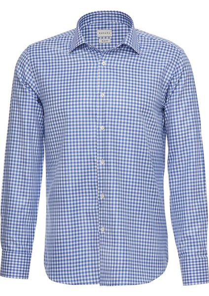 Mavi Kareli Slim Fit Gömlek