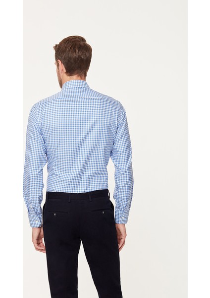 Mavi Kareli Slim Fit Gömlek