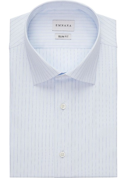 Açık Mavi Çizgili Slim Fit Gömlek