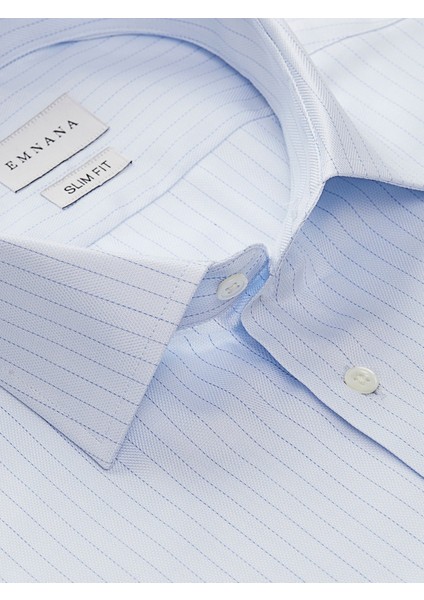 Açık Mavi Çizgili Slim Fit Gömlek fiyatları