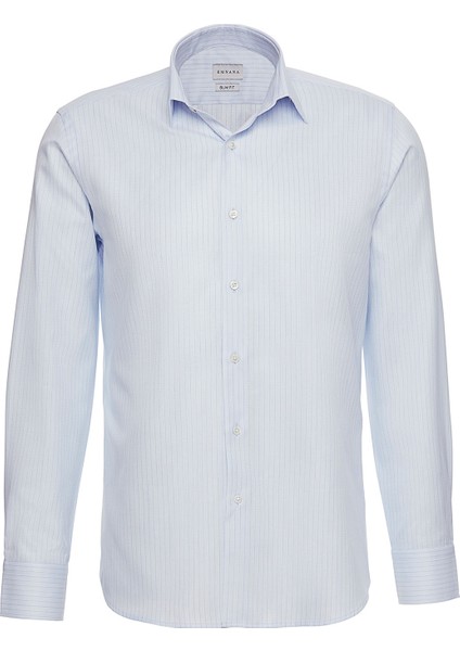 Açık Mavi Çizgili Slim Fit Gömlek modelleri