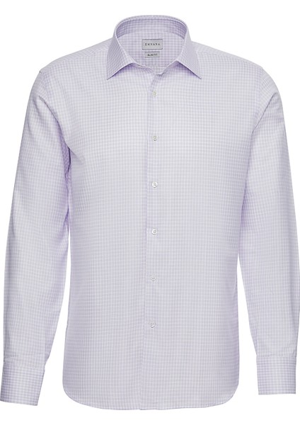 Lila Kareli Slim Fit Gömlek modelleri
